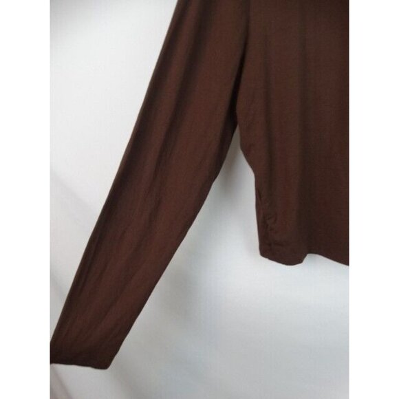 Bar III Women's Crop Top Plus Size 1X Brown Bodycon Long Sleeve Cropped Shirt - Picture 4 of 9